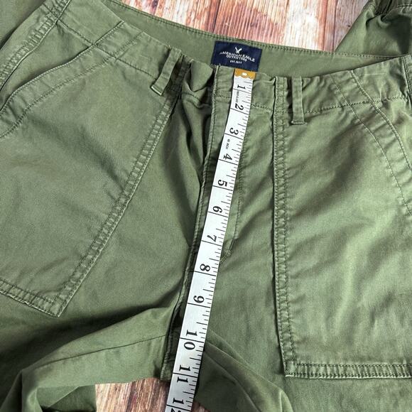 American Eagle Sz 6 Green Stretch Mid Rise Joggers Chino Twill Ankle Pants 31x26 - Picture 6 of 11